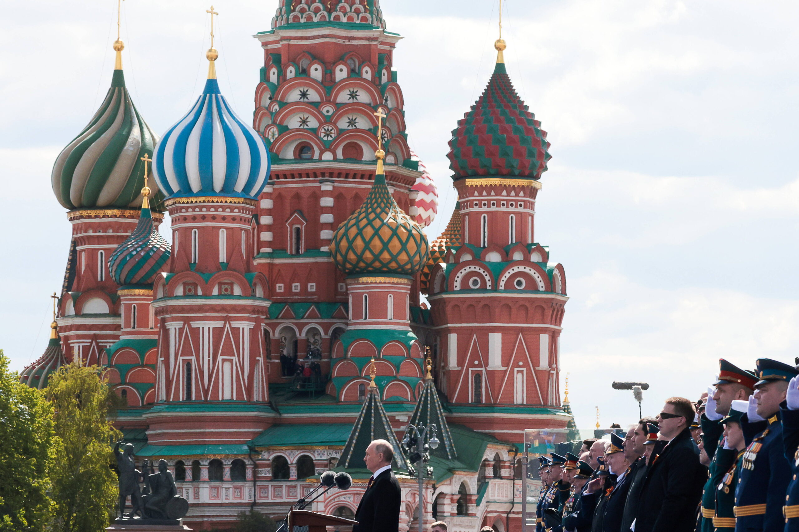El presidente ruso Vladimir Putin asiste al desfile del Día de la Victoria en la Plaza Roja para conmemorar los 78 años de la victoria sobre la Alemania nazi en la Segunda Guerra Mundial. © Mijaíl Metzel/TASS/Sipa EE.UU.