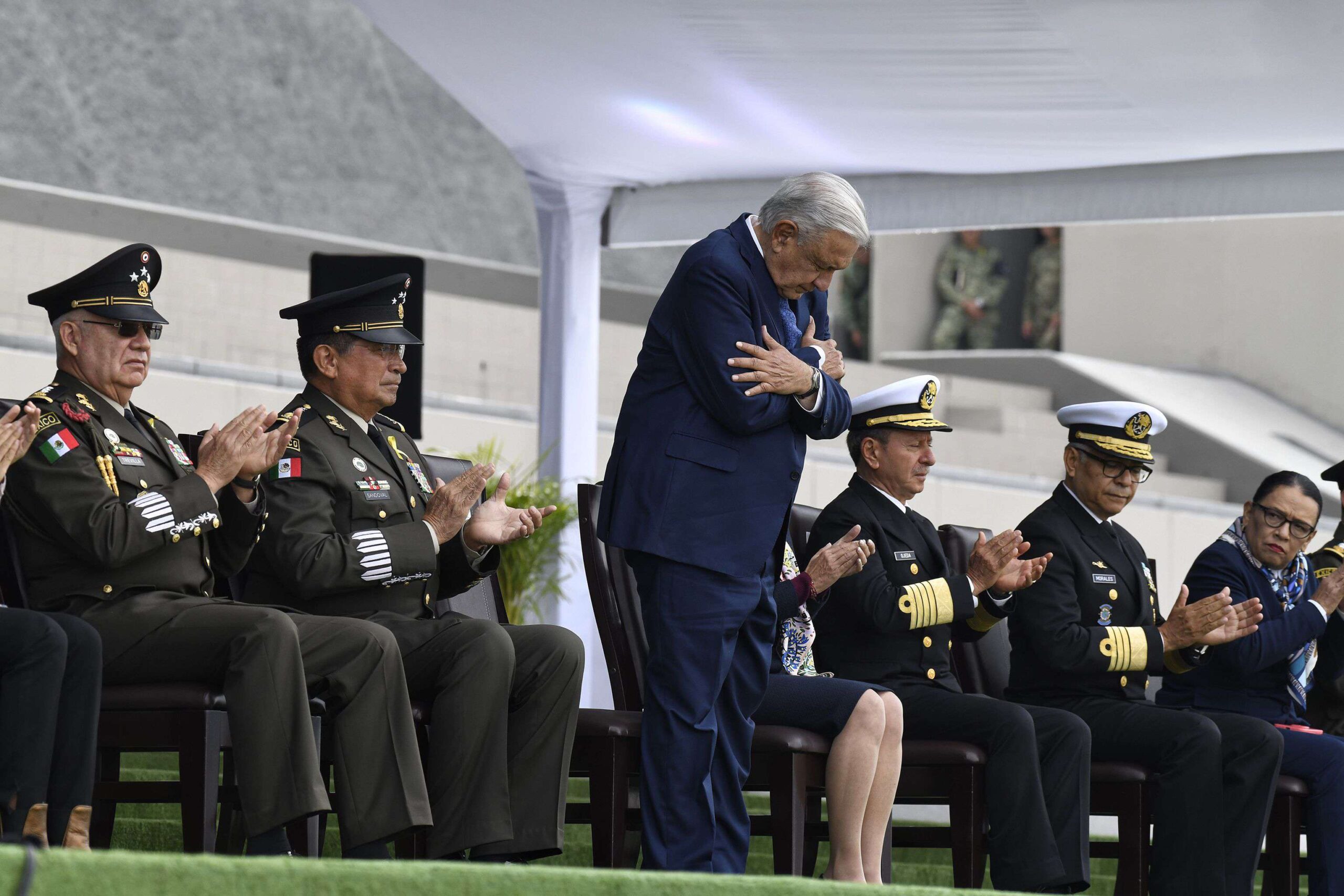 El presidente de México, Andrés Manuel López Obrador, asiste a un evento en el Heroico Colegio Militar el martes 10 de septiembre de 2024 en la Ciudad de México. © Octavio Gomez Pina/PI via ZUMA Press Wire/Shutterstock