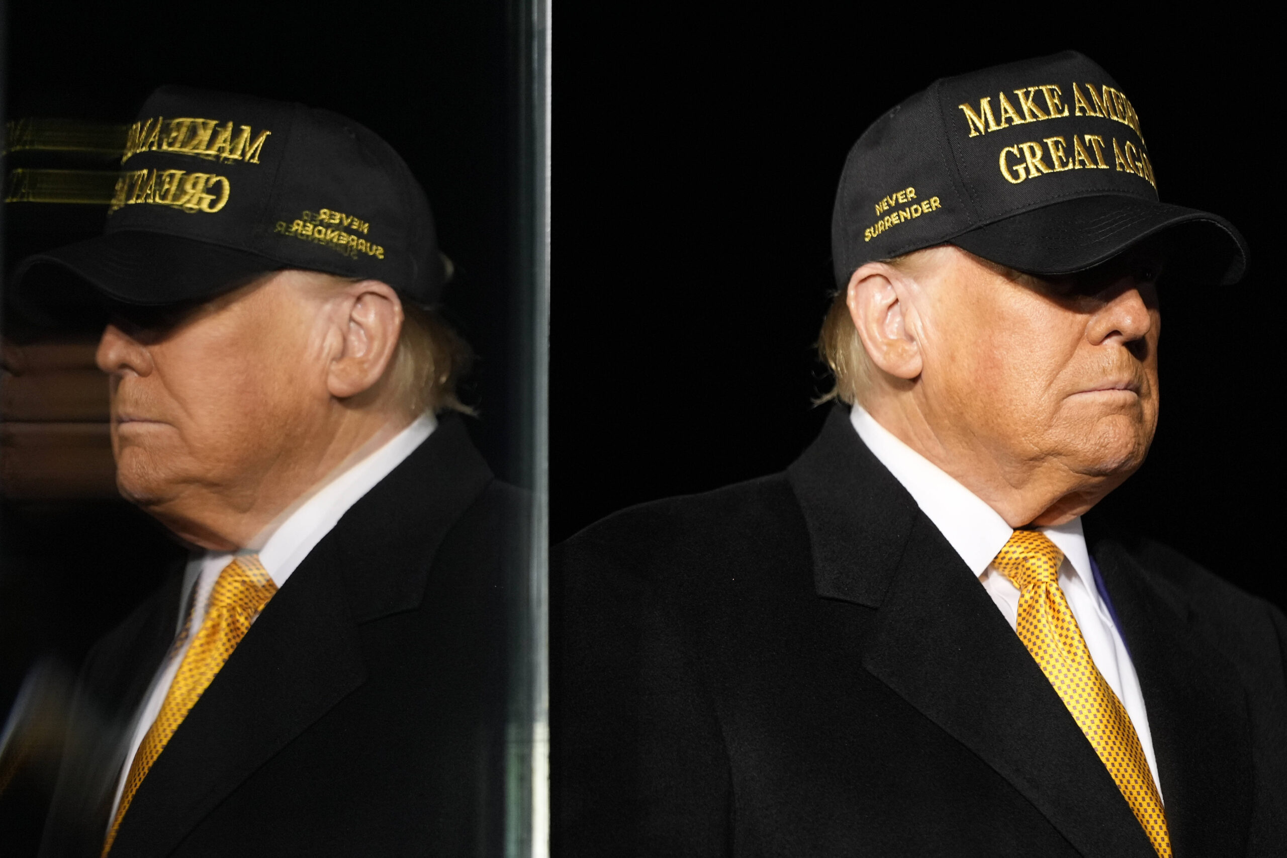 El candidato presidencial republicano, el ex presidente Donald Trump, en el escenario antes de hablar durante un mitin de campaña en el aeropuerto Cherry Capital, el viernes 25 de octubre de 2024, en Traverse City, Michigan © AP Foto/Alex Brandon