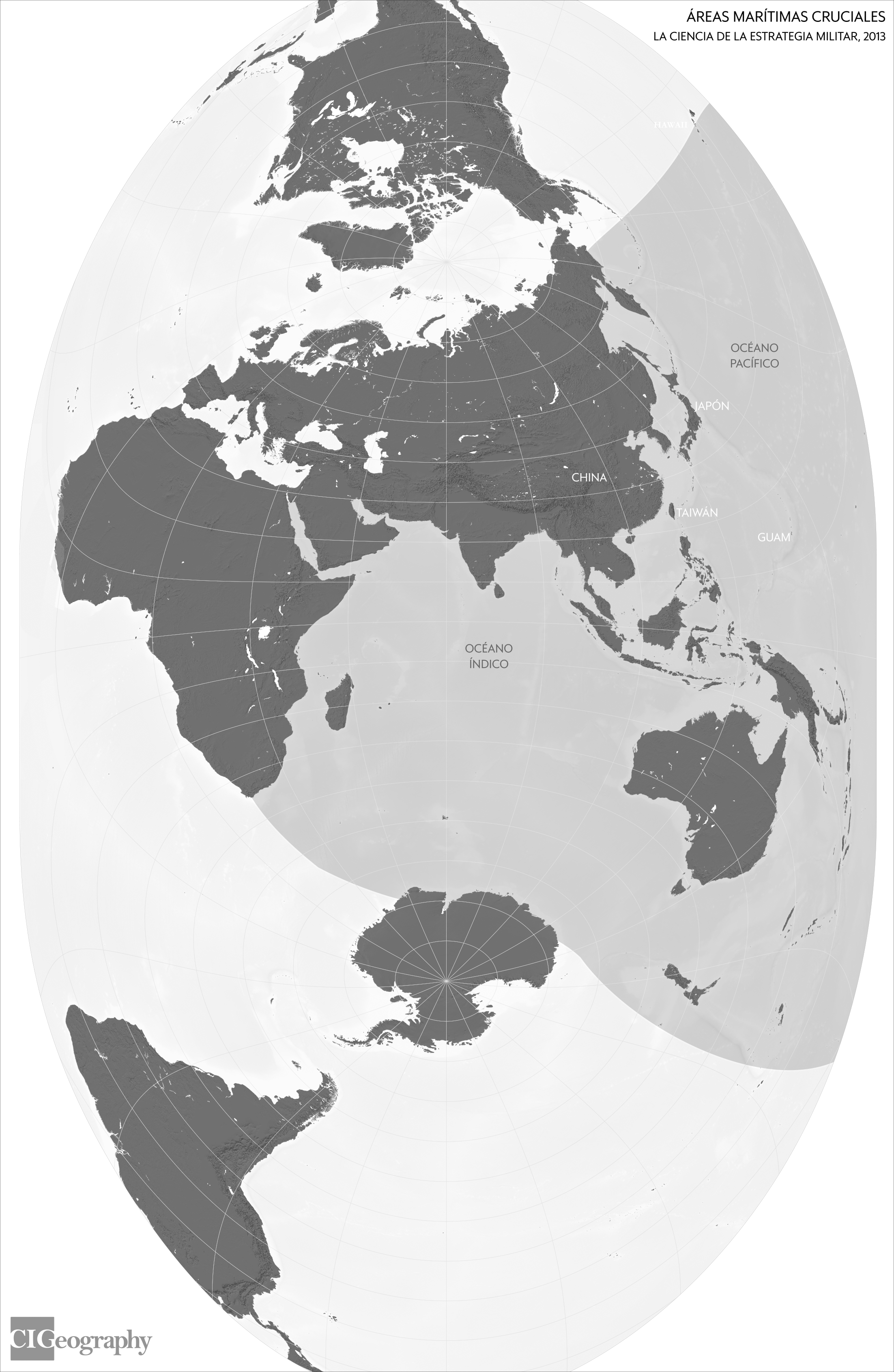 El espacio estratégico chino según la obra doctrinal «La ciencia de la estrategia militar» (2013). Cartografía: Louis Martin-Vézian, CIGeography, 2024