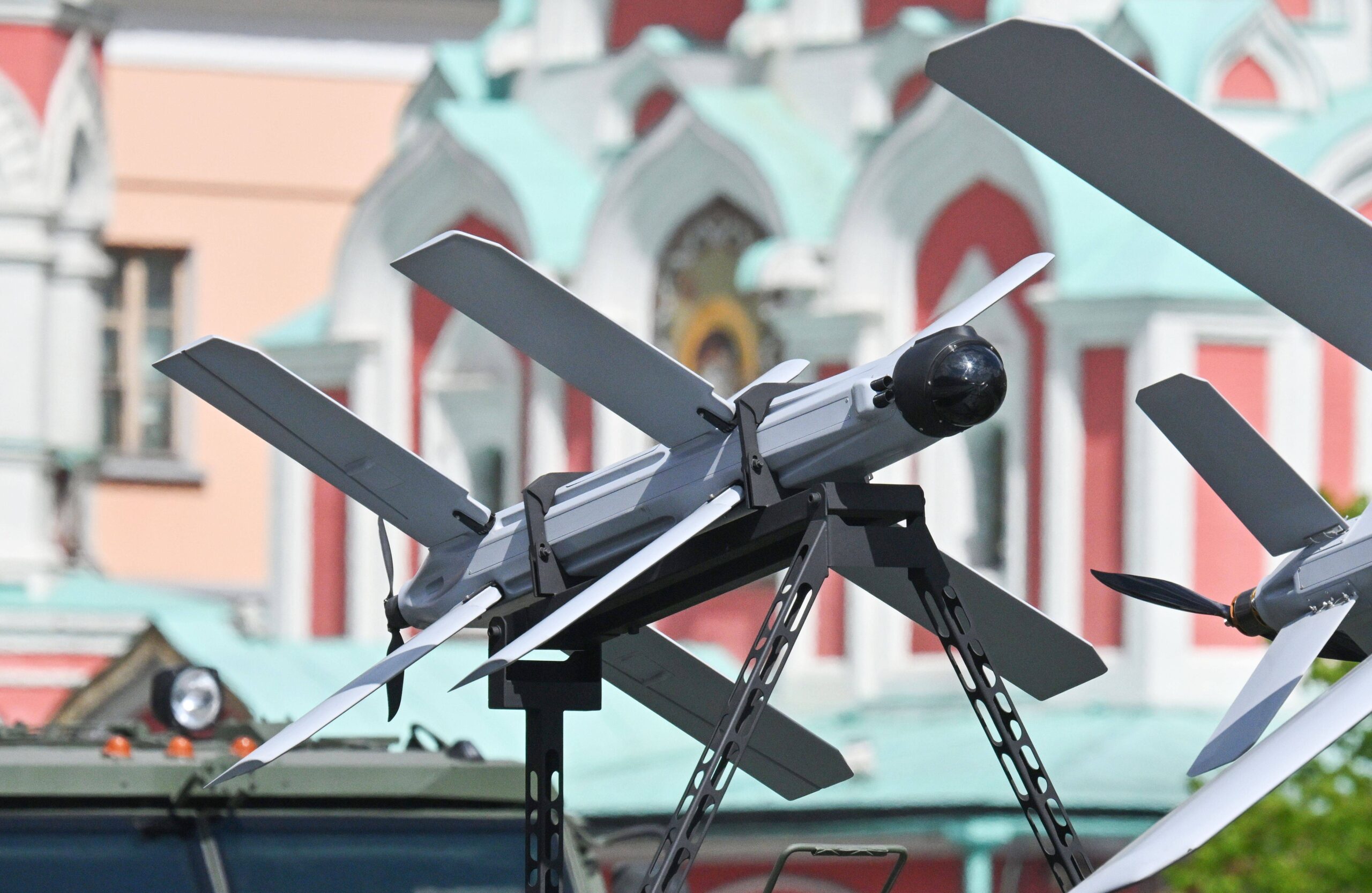Por primera vez, el 9 de mayo de 2025, los drones Lancet desfilan por la Plaza Roja. Foto: RIA Novosti