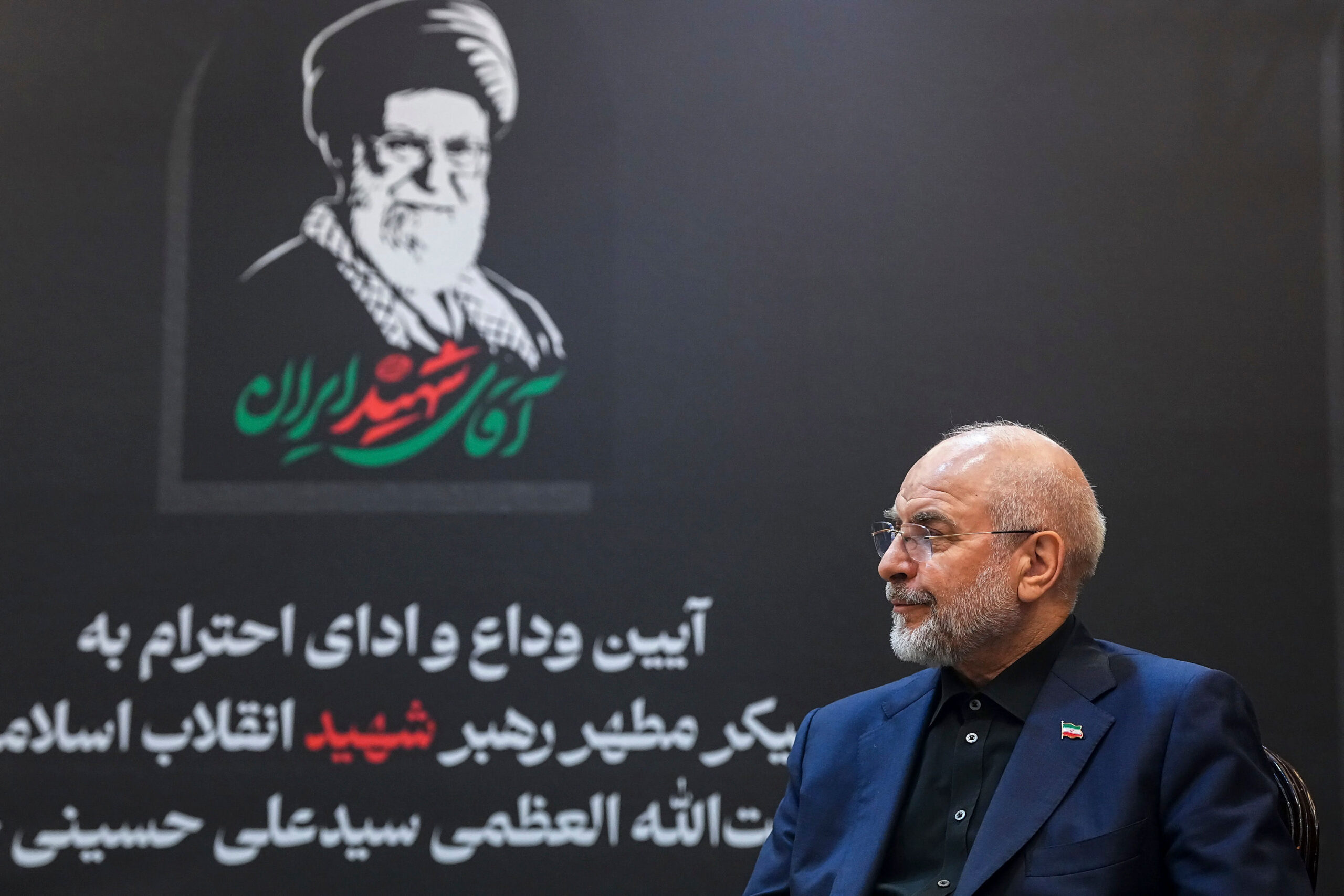 Mohammad Bagher Ghalibaf, presidente del Parlamento iraní, se reunirá con Nuruddin Ismailov, presidente del Parlamento uzbeko, al margen del funeral que se celebrará en Teherán el 3 de julio de 2026. © Hamed Malekpour/MEI/Sipa
