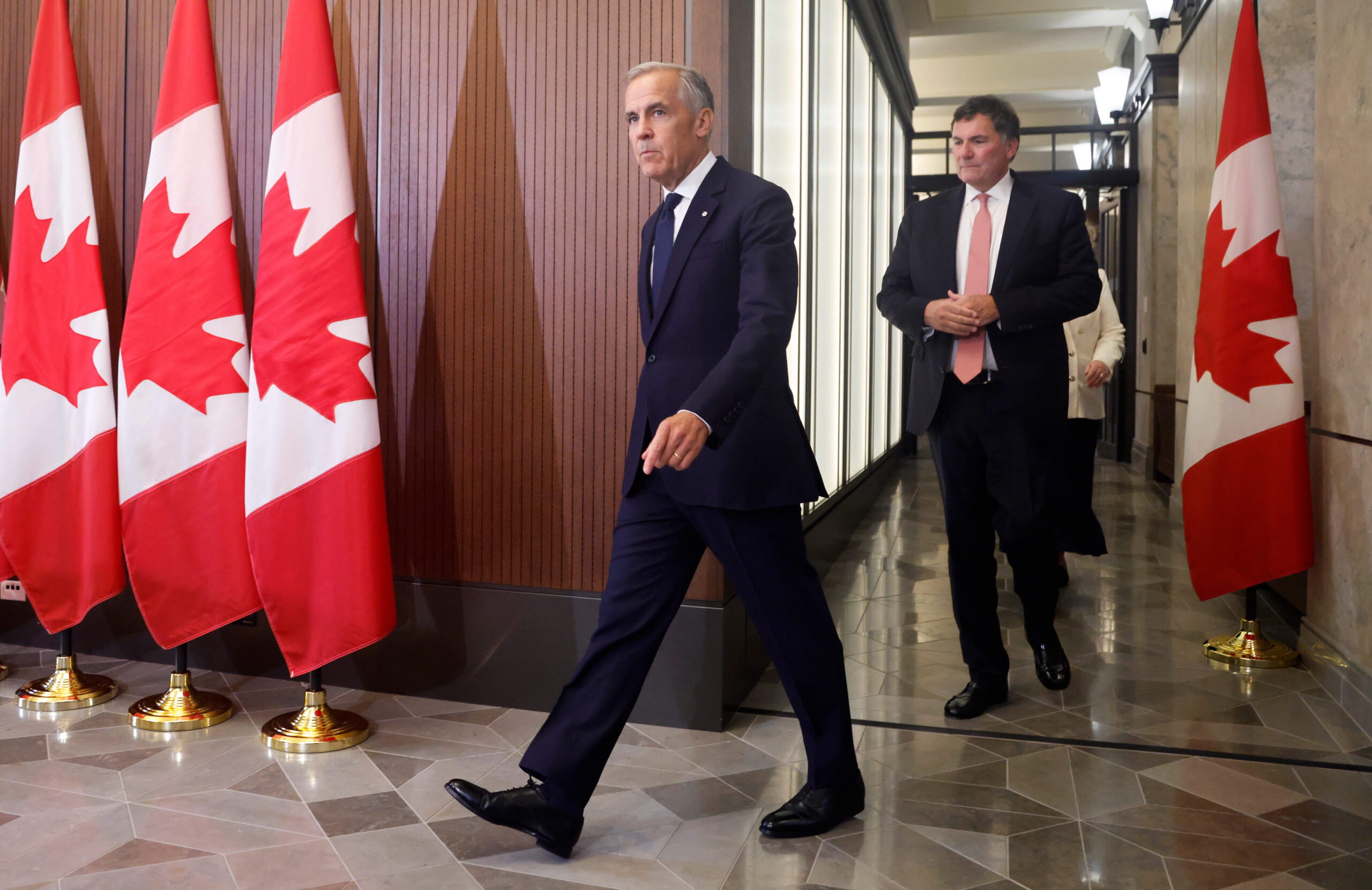 Al pronunciar su discurso desde el lugar donde se reúnen los representantes de la federación, Carney se presentó como el líder de la federación y no como el líder de un partido. Foto: Patrick Doyle