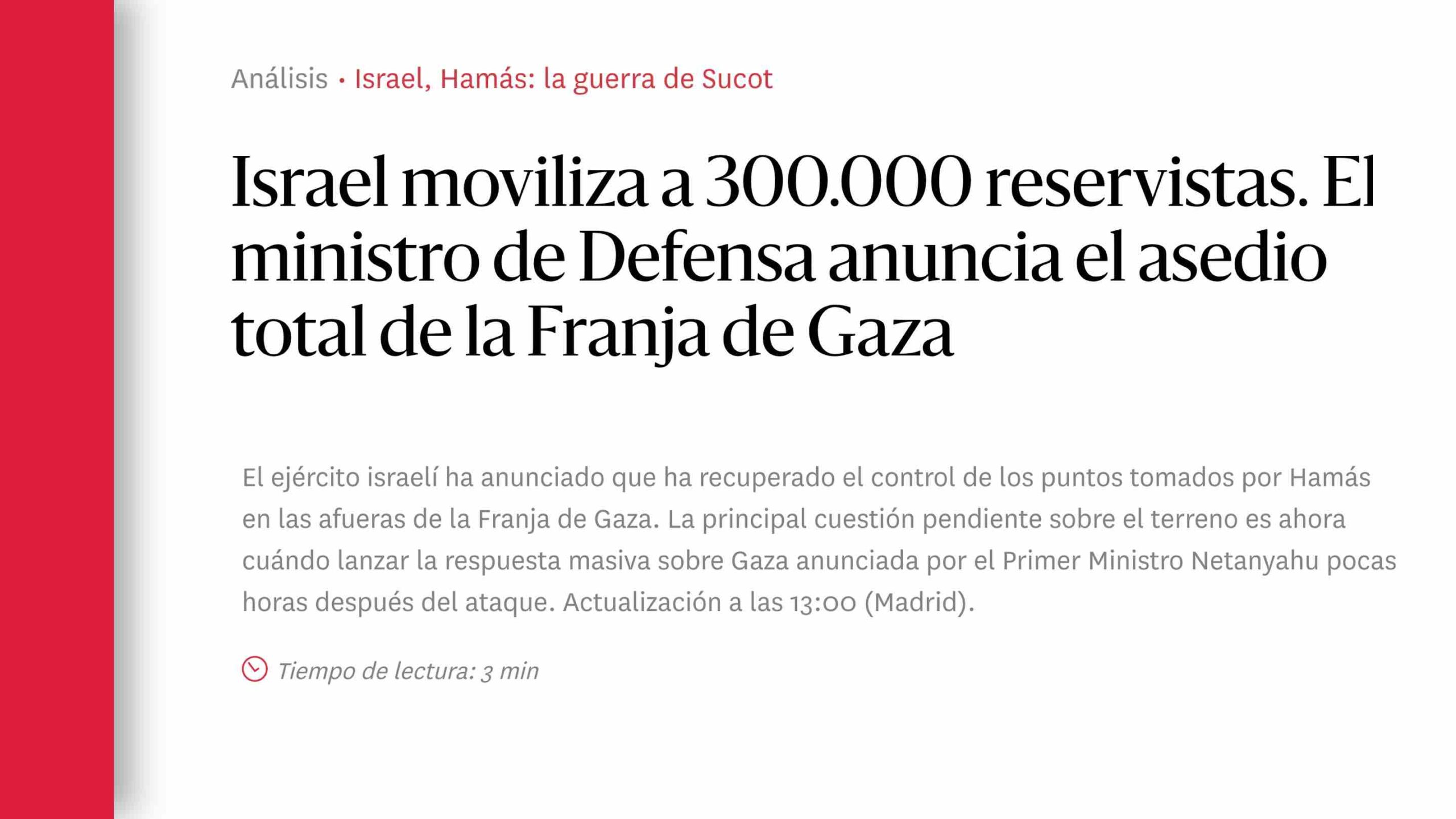 Israel Moviliza A 300000 Reservistas El Ministro De Defensa Anuncia El Asedio Total De La 8277