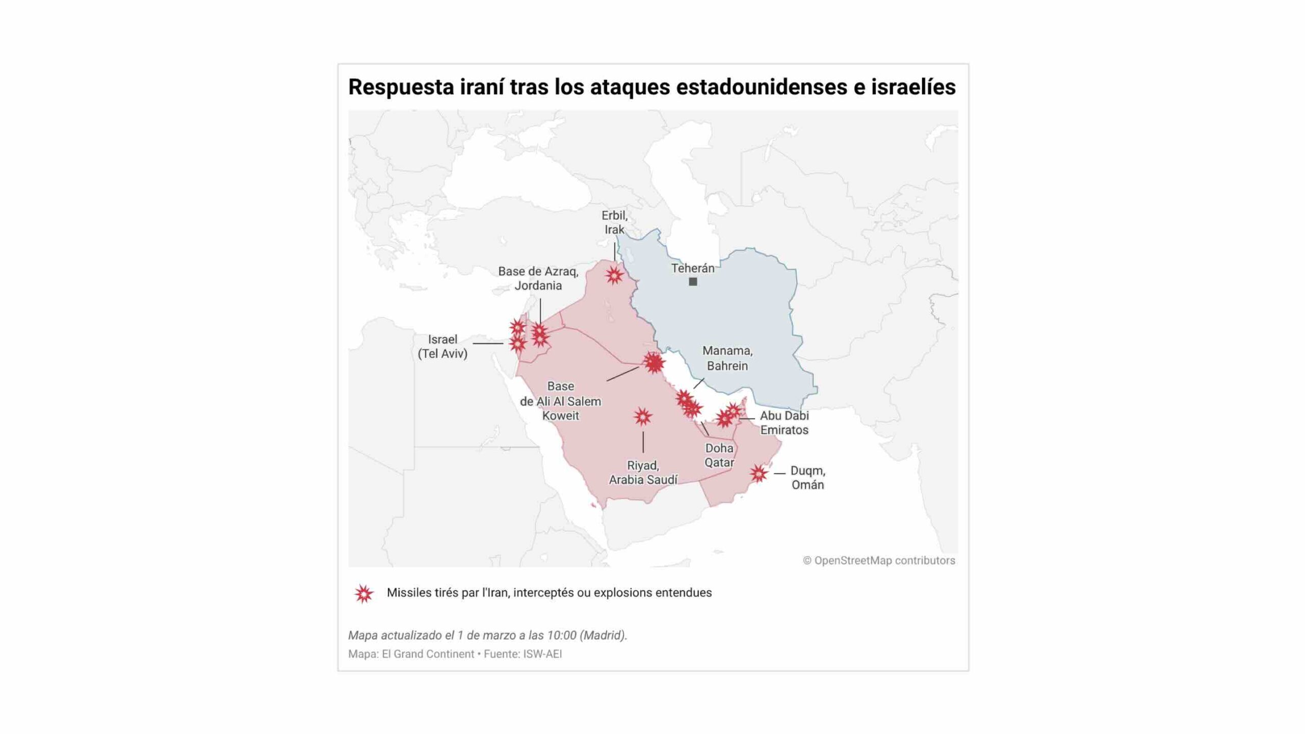 Tres mapas sobre la guerra a gran escala en Oriente Medio, Irán y Teherán