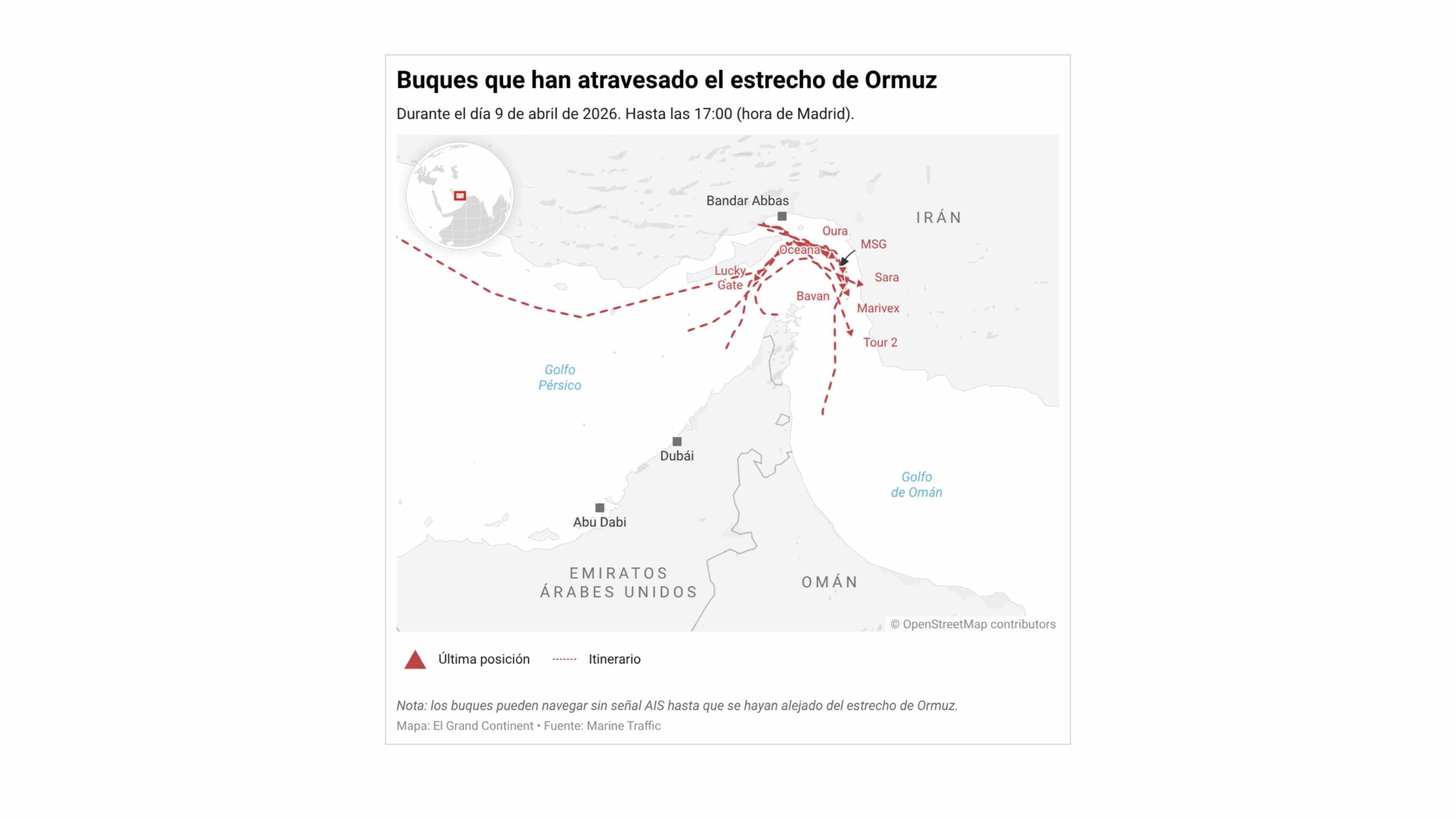 El tráfico en el estrecho de Ormuz sigue paralizado