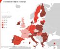 Pays de l'Union européenne, pourcentage de la population s'identifiant à une religion