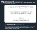 Tweet TFUE Turquie-UE : l'escalade est européenne attentat de Conflans Samuel Paty Erdogan appel au boycott des produits français politique européenne tensions géopolitiques Macron