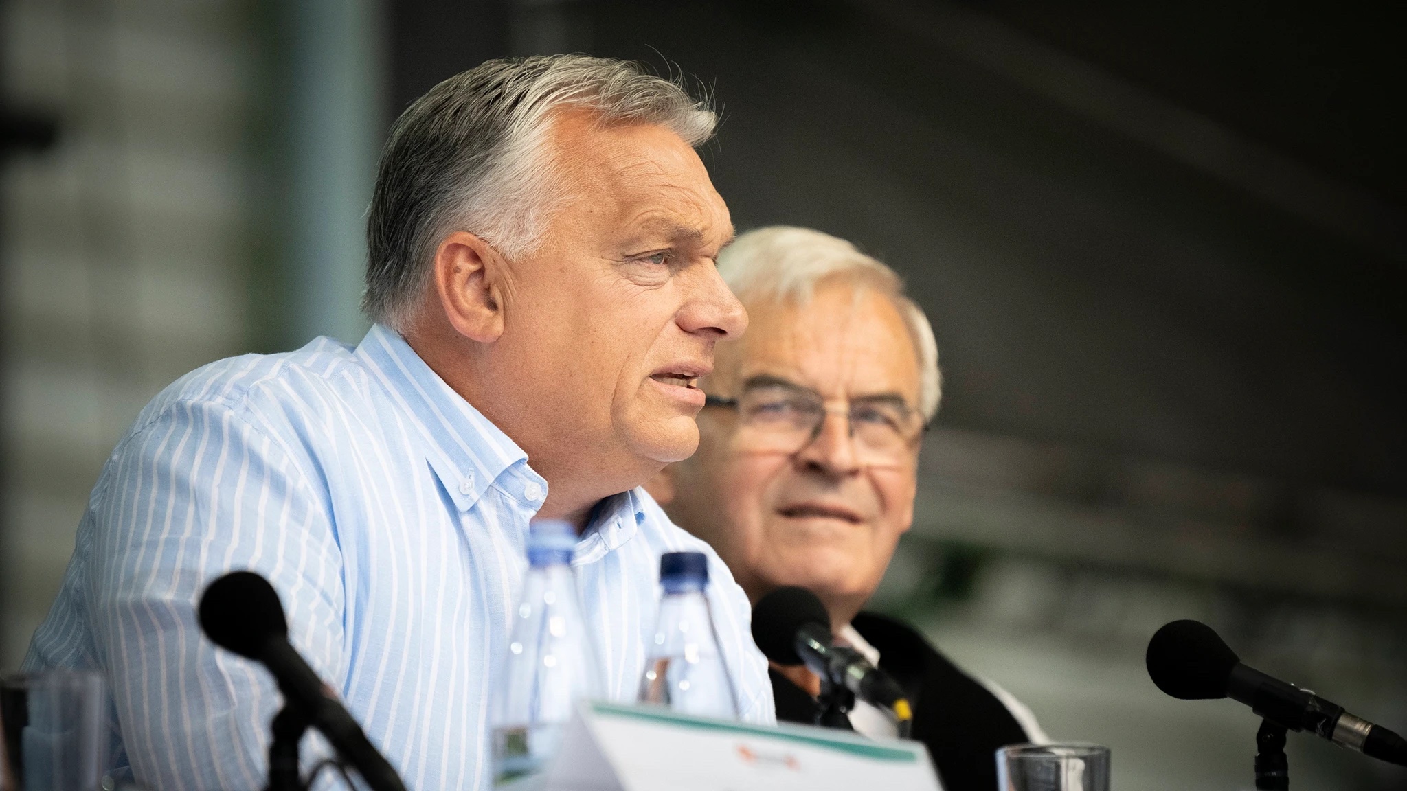 Viktor Orban lors de son meeting à l'université d'été de Bálványos le 23 juillet 2023. © Benko Vivien Cher