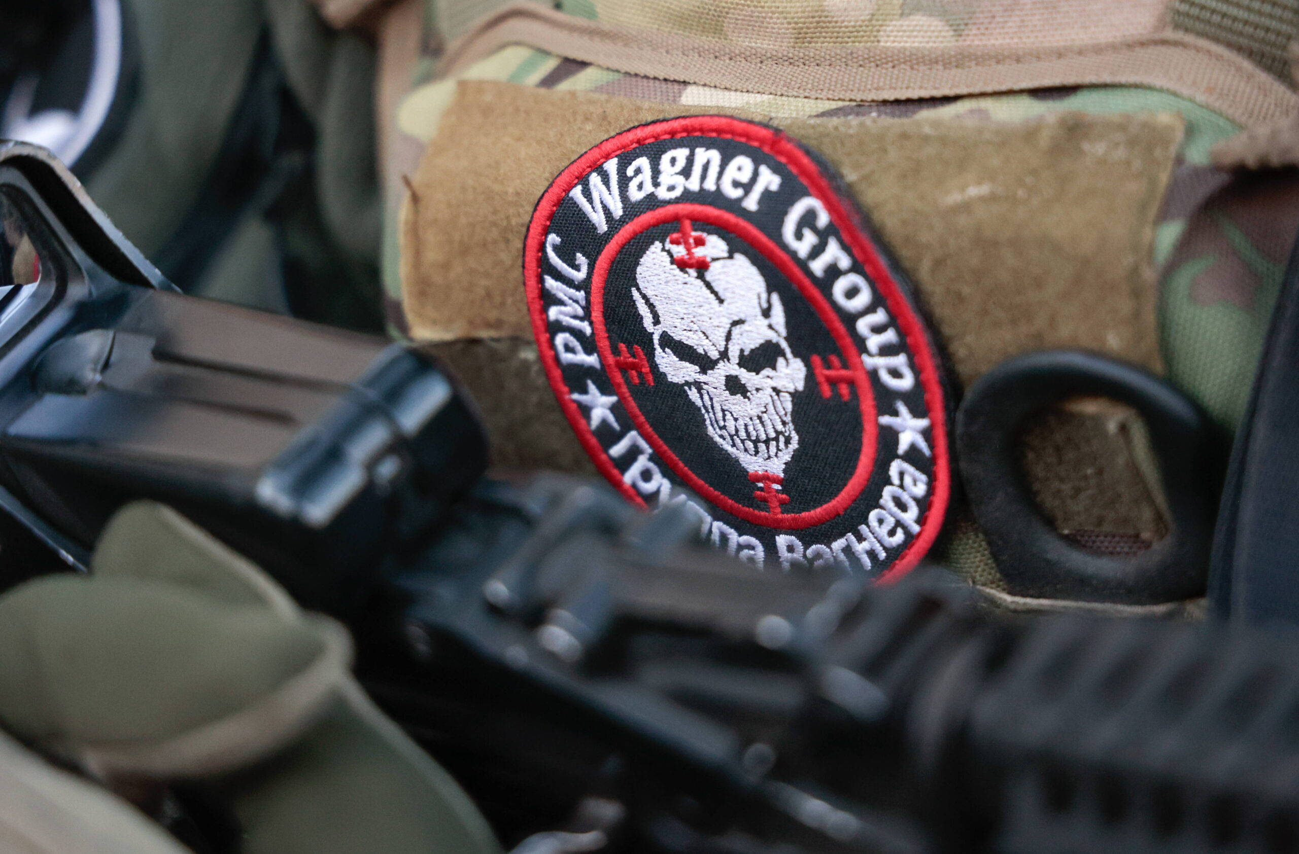 L'insigne d'un soldat du groupe Wagner à Bakhmout en avril 2023. © Valentin Sprinchak/TASS/Sipa USA/SIPA 