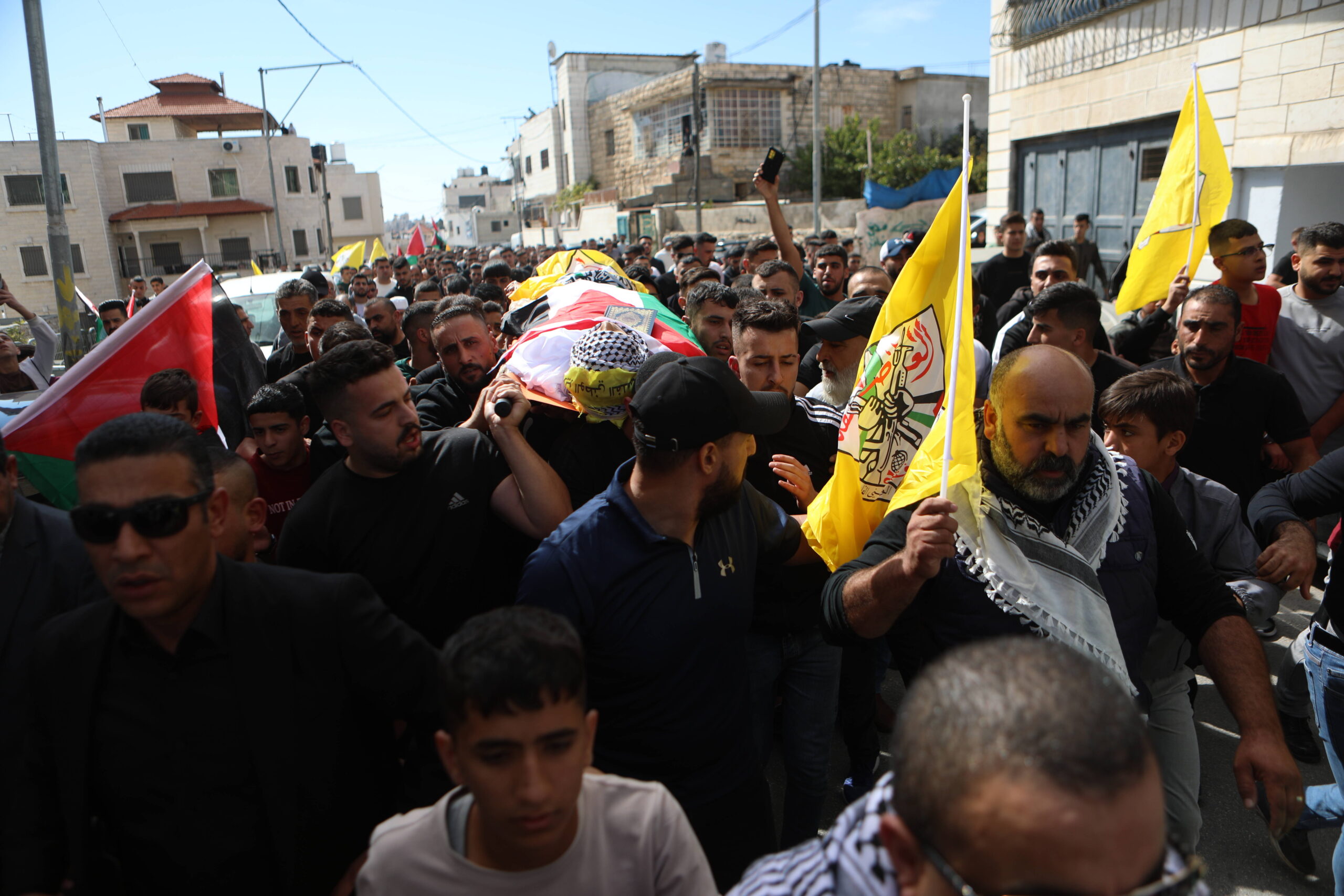Les funérailles de Muhammed Nidal Milhim tué pendant un raid israélien en Cisjordanie. © Mamoun Wazwaz \ apaimages/SIPA