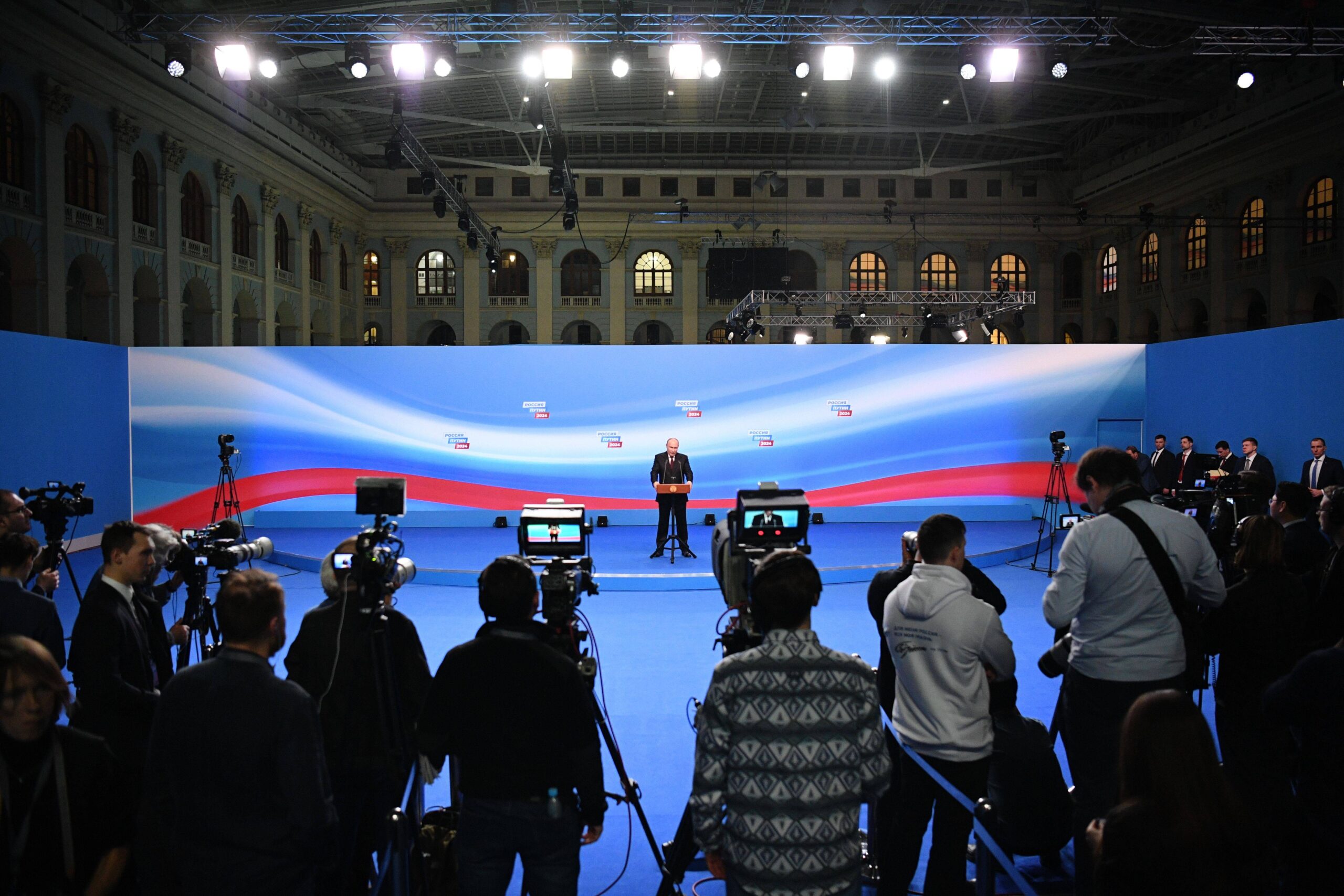 Discours de victoire de Vladimir Poutine. © Sergey Bobylev/SPUTNIK/SIPA