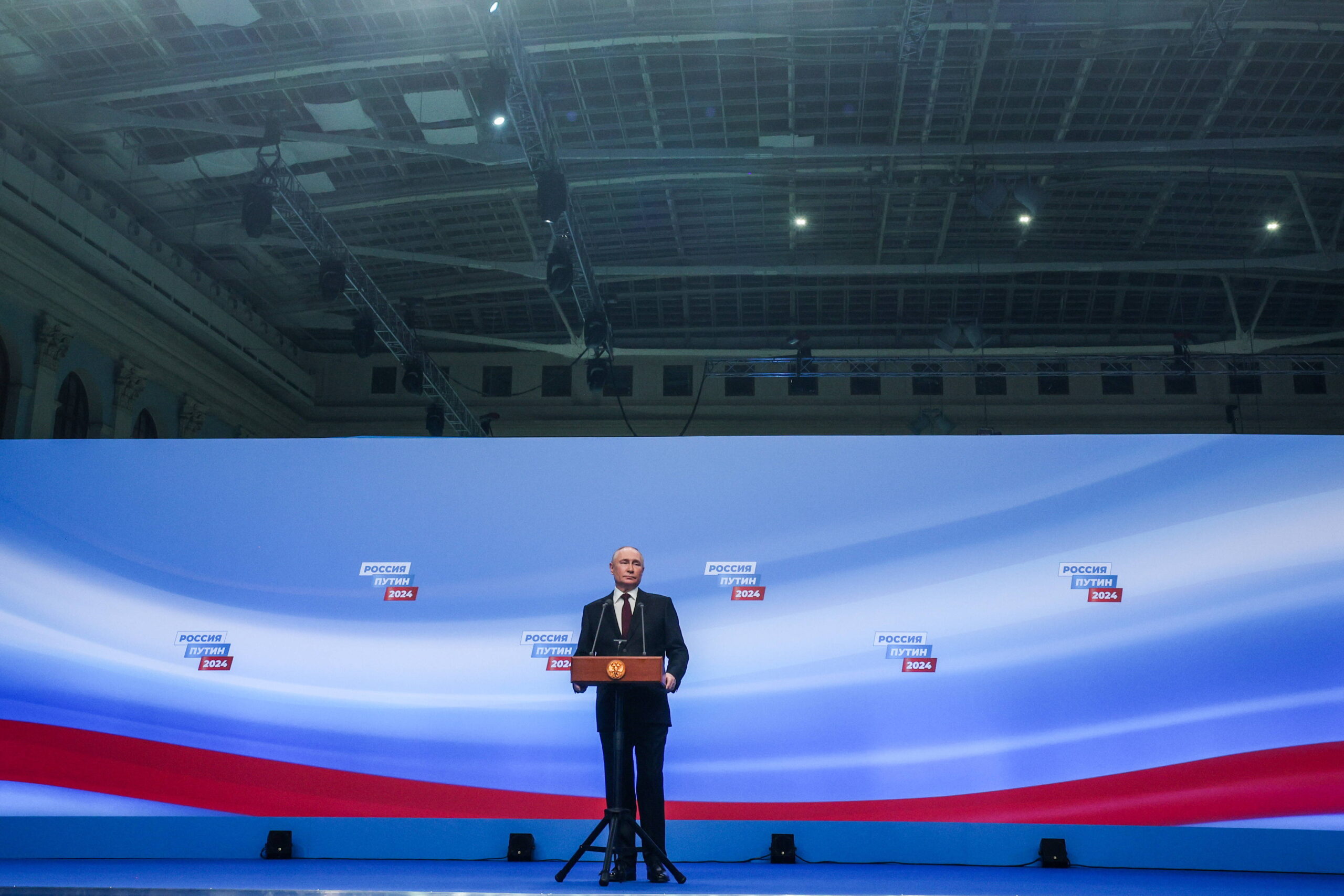 Discours de victoire de Vladimir Poutine. © Sergey Bobylev/SPUTNIK/SIPA