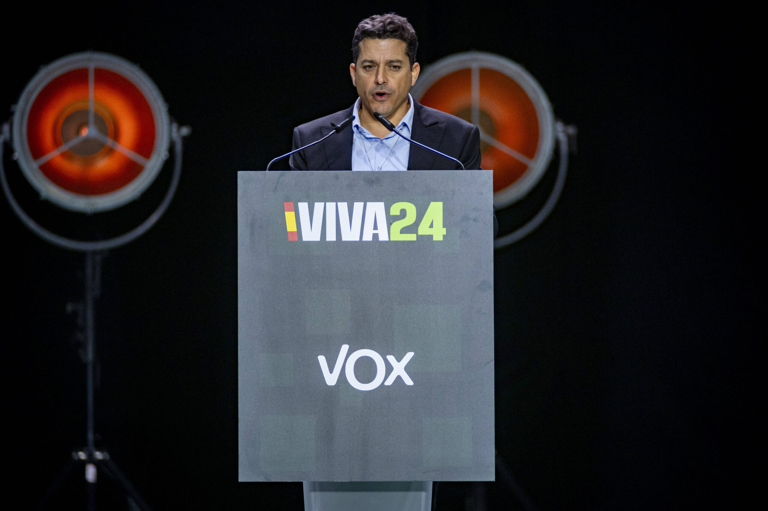 Javier Milei lors de l'événement Europa Viva Vox au Palacio Vista Alegre Madrid le 19 mai 2024 © GTRES/SIPA