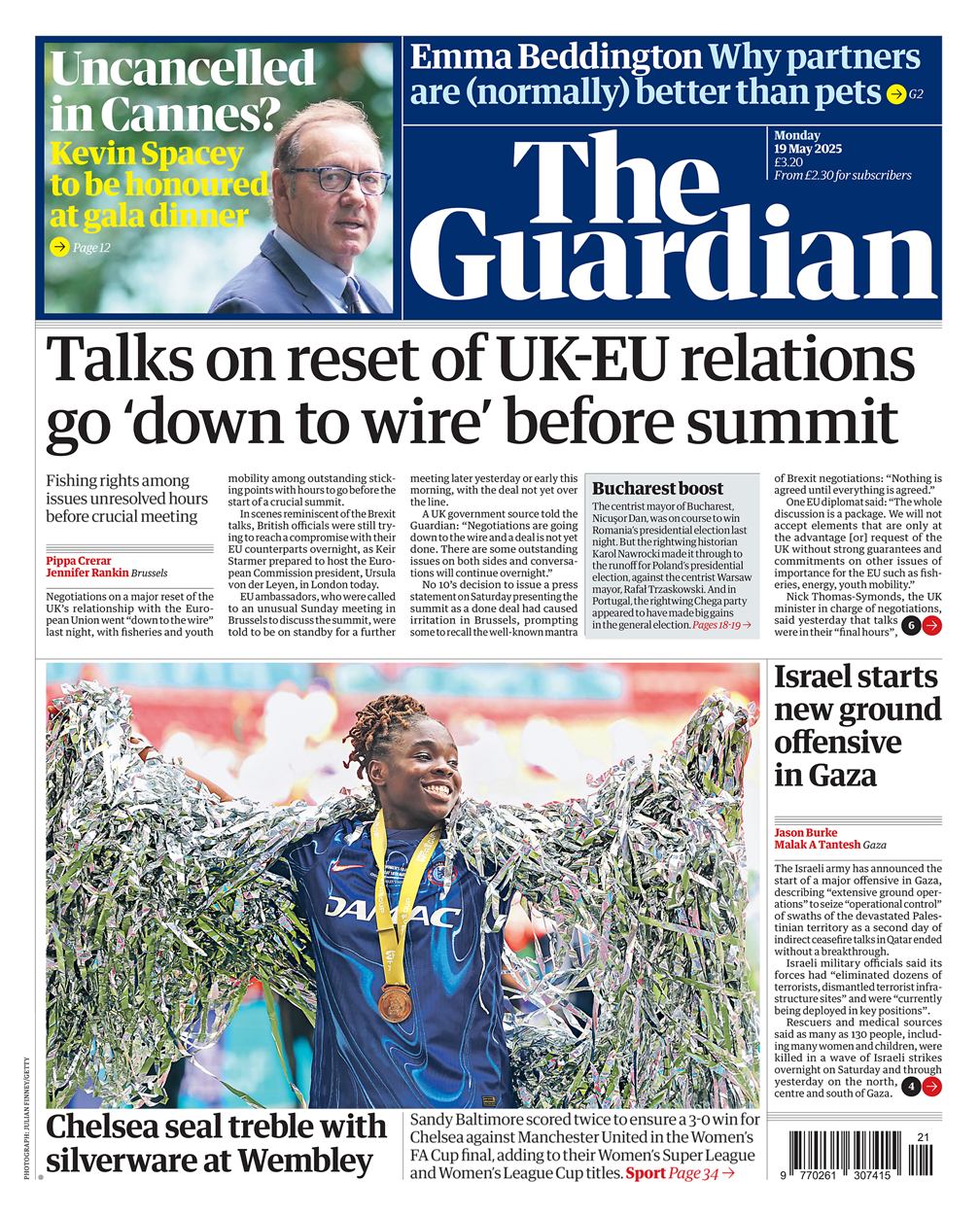 The Guardian, «Avant le sommet, les négociations ‘sur le fil’ entre le Royaume-Uni et l’Union européenne», 18 mai 2025. 