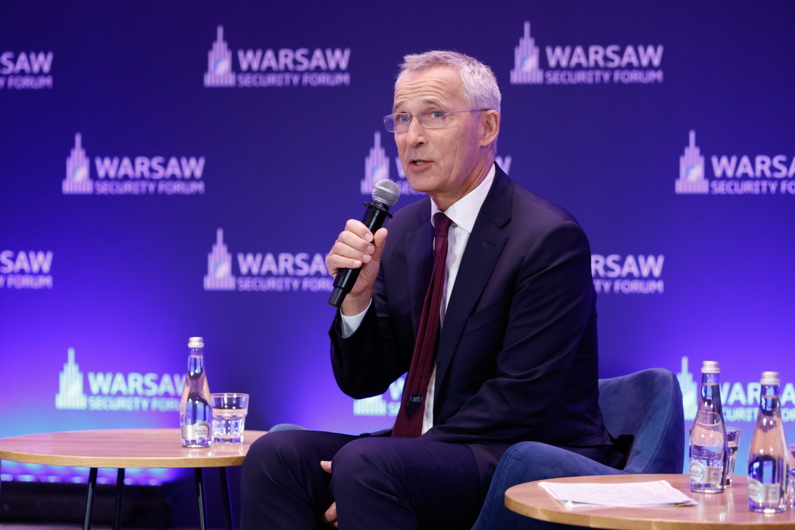 Jens Stoltenberg au Warsaw Security Forum le 30 septembre 2025.