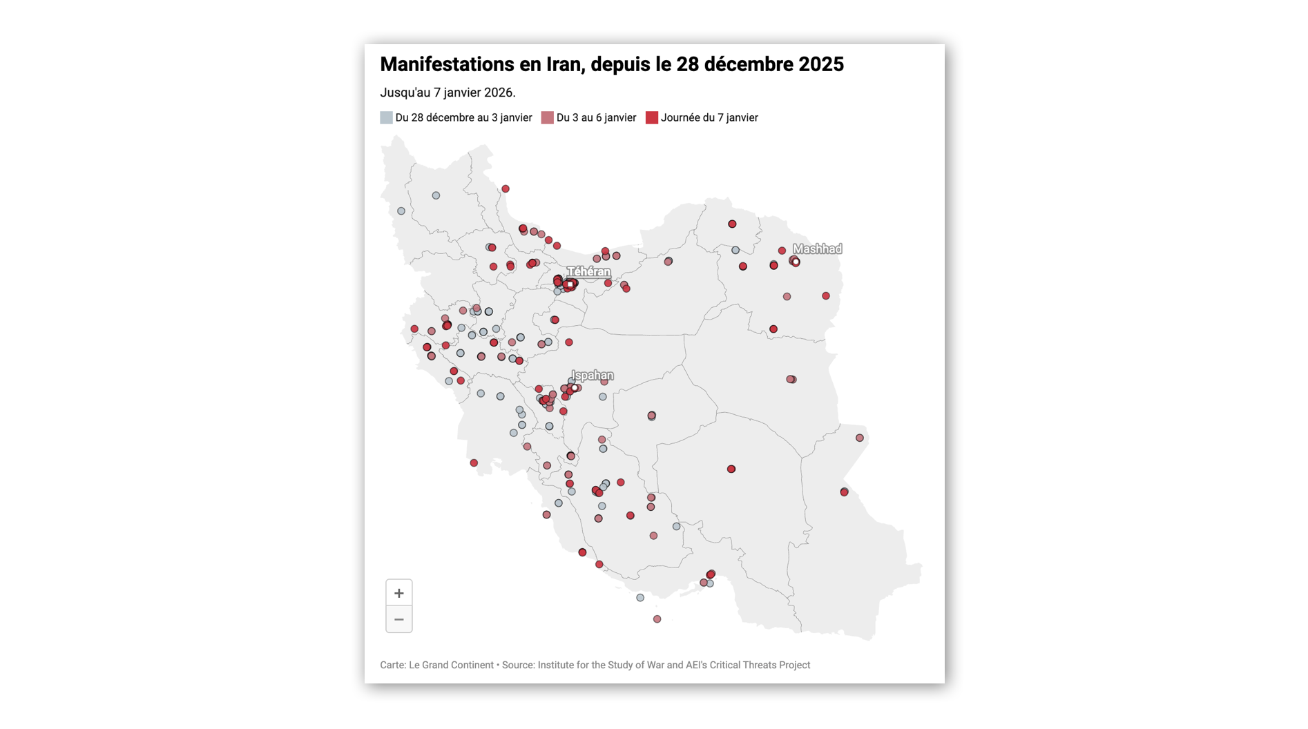 En Iran, les manifestations se sont étendues à l’ensemble du pays [Carte exclusive]