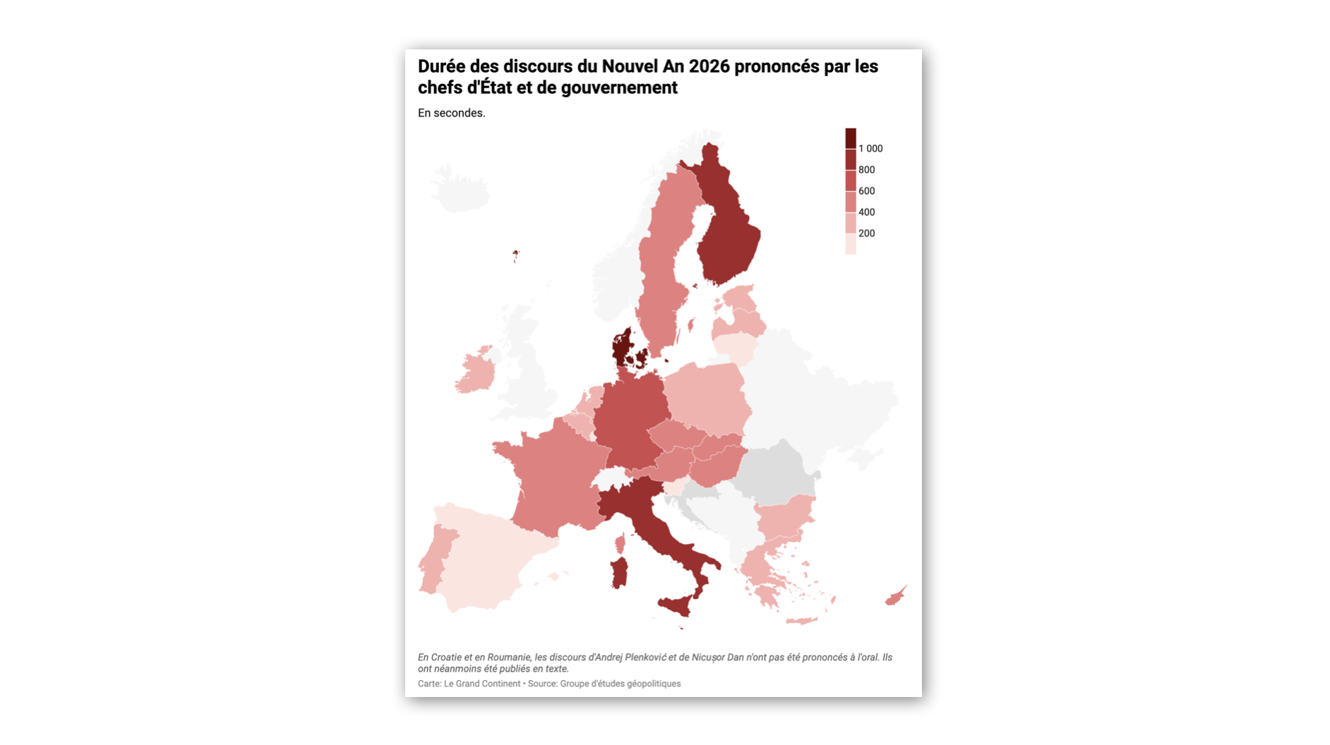 De quoi ont parlé les dirigeants européens lors de leurs discours du Nouvel An 2026 ? [Carte et graphiques exclusifs]