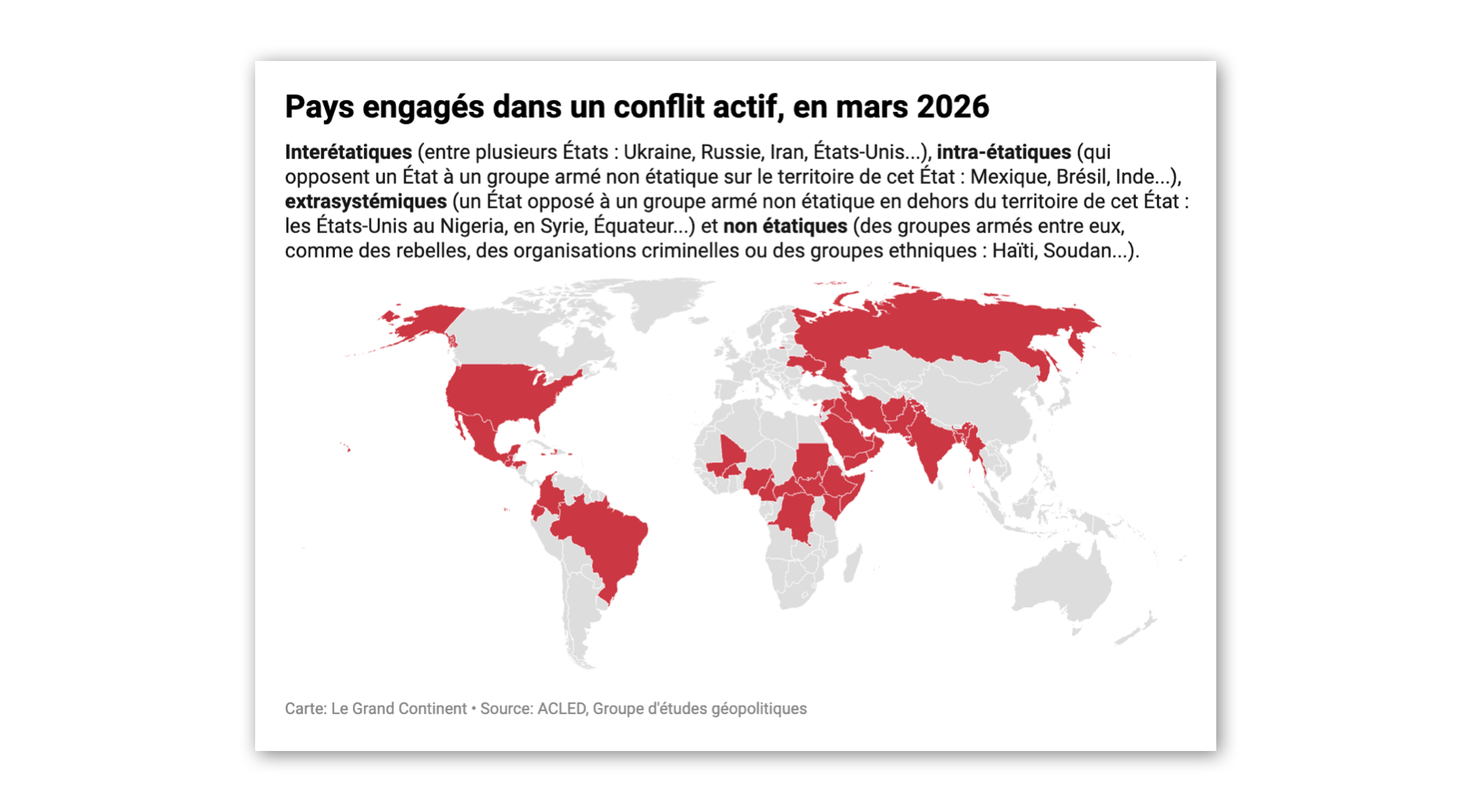 Près de 50 % de la population mondiale vit dans un pays engagé dans un conflit @Grand_Continent