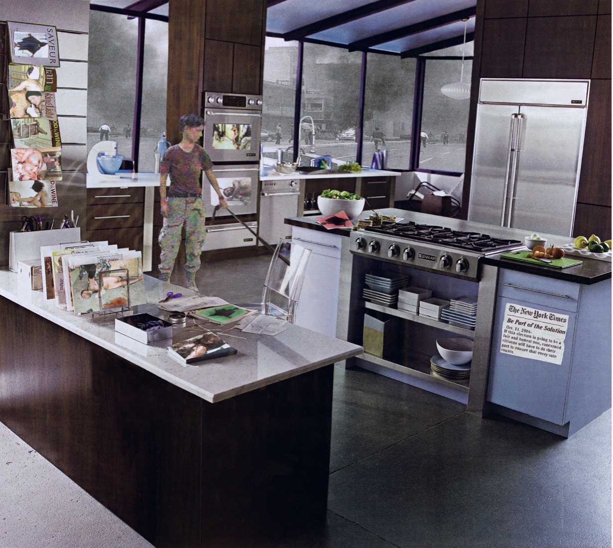 Martha Rosler, Election (Lynndie) (2004). Tiré de la série House Beautiful: Bringing the War Home. Photomontage. Propriété de l'artiste.