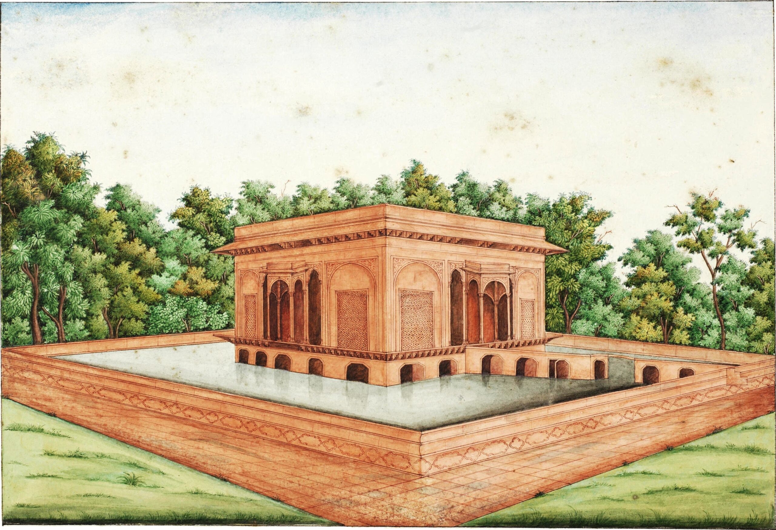 Ghulam Ali Khan, «The Zuffer Muhul in the Red Fort», aquarelle, 1852-54.