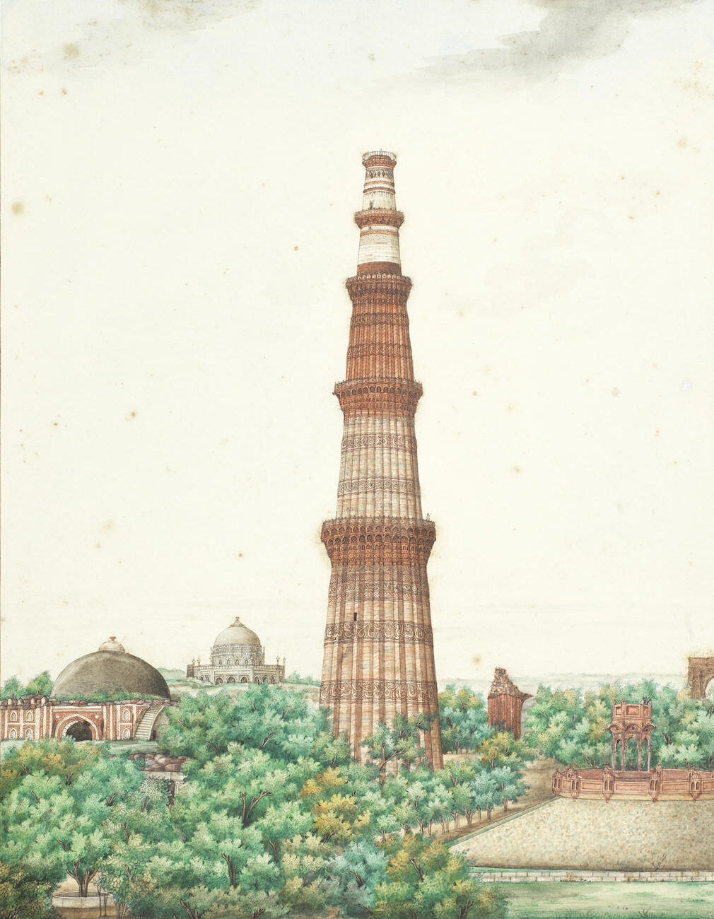 Ghulam Ali Khan, «The Qutub Minar», aquarelle, 1852-54.