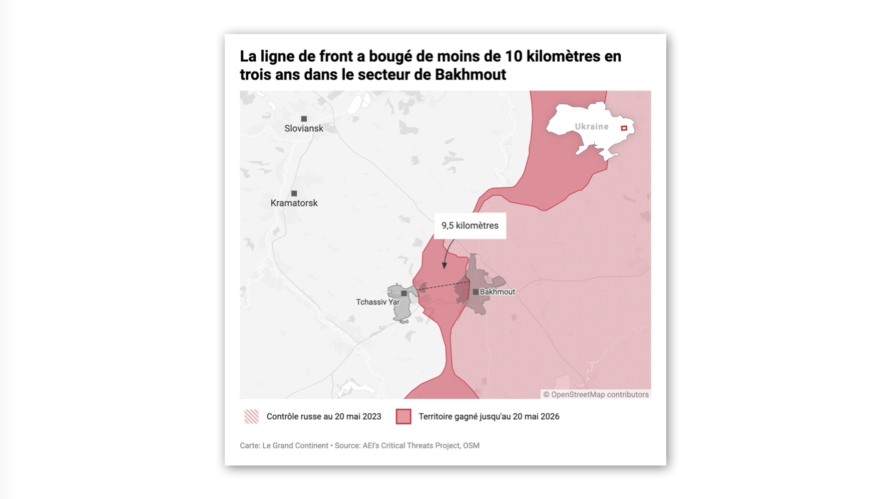 À Bakhmout, la ligne de front a bougé de moins de 10 km en 3 ans