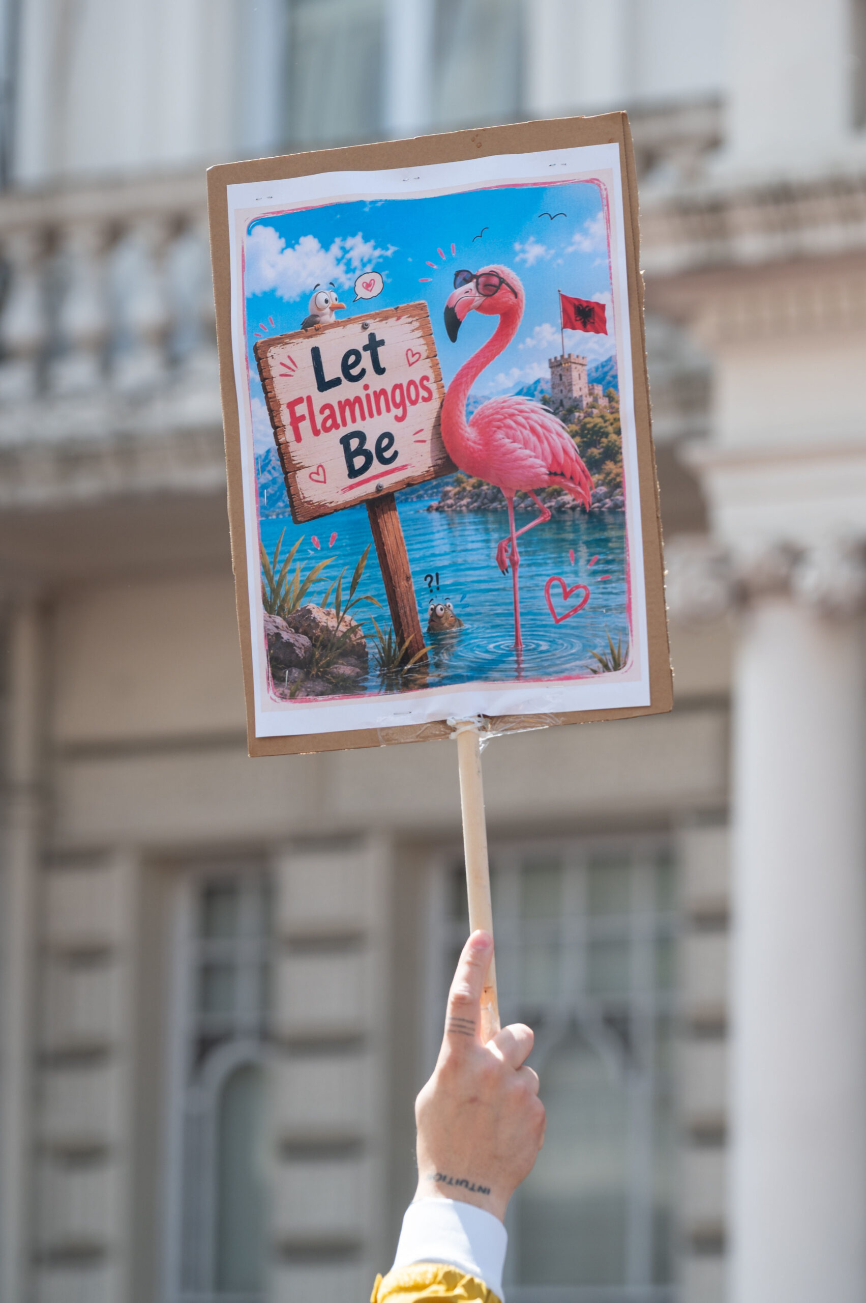 Portée par une grande viralité et par l'importante communauté albanaise en Europe, le mouvement des «flamants roses» a suscité des rassemblements y compris hors du pays, comme ici à Londres. © Andrea Domeniconi