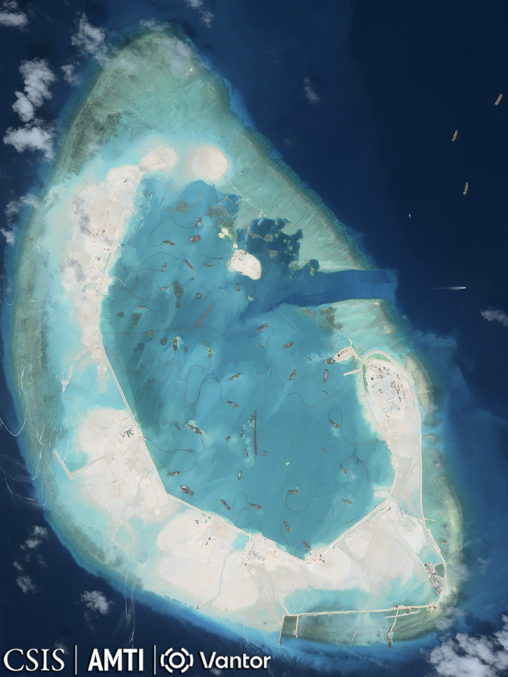 Image satellite du récif d'Antelope, prise le 16 février 2026. © AMTI, Vantor