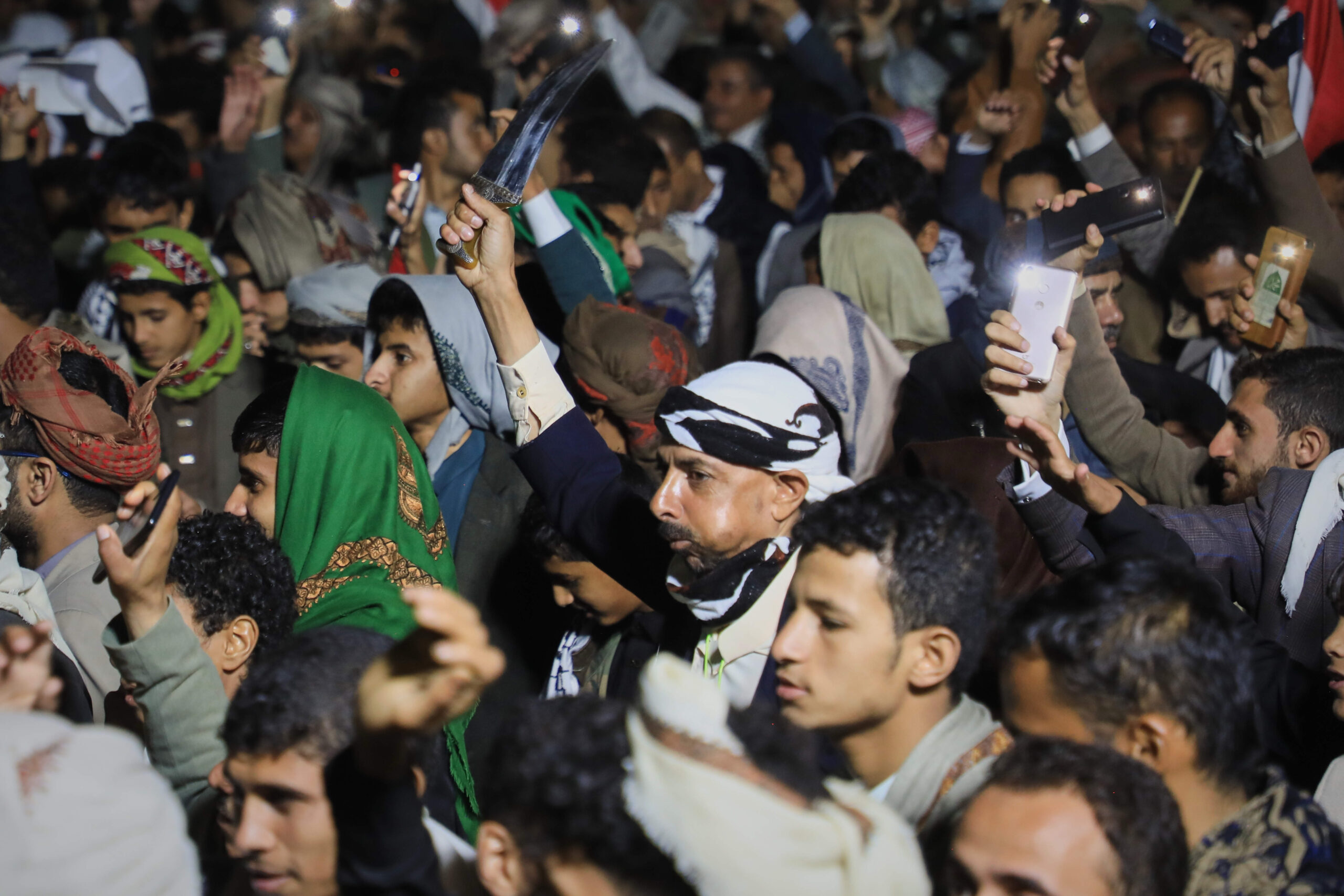 Rassemblement organisé pour célébrer la prise de l'île de Mayun, dans le détroit de Bab el-Mandeb, le 11 septembre 2026.
